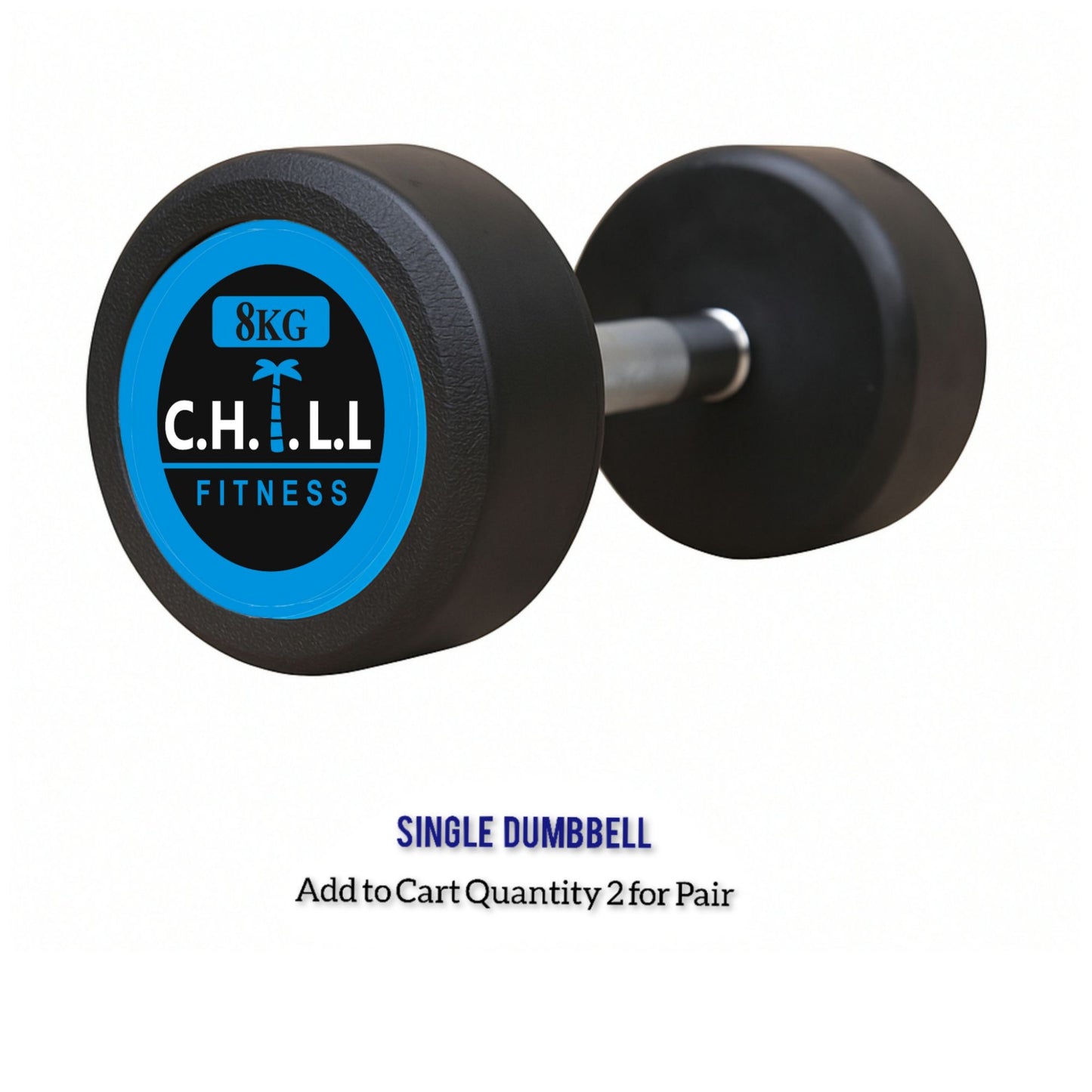 CHILL FITNESS Rubber Coated Dumbbells with Metal Handles| Dumbbell| Anti Slip Metal Handles| Fitness Home Gym Exercise Dumbbels 1kg, 2kg, 3kg, 4kg, 5kg, 6kg, 7kg, 8kg,10kg Single piece Buy pair add to cart 2
