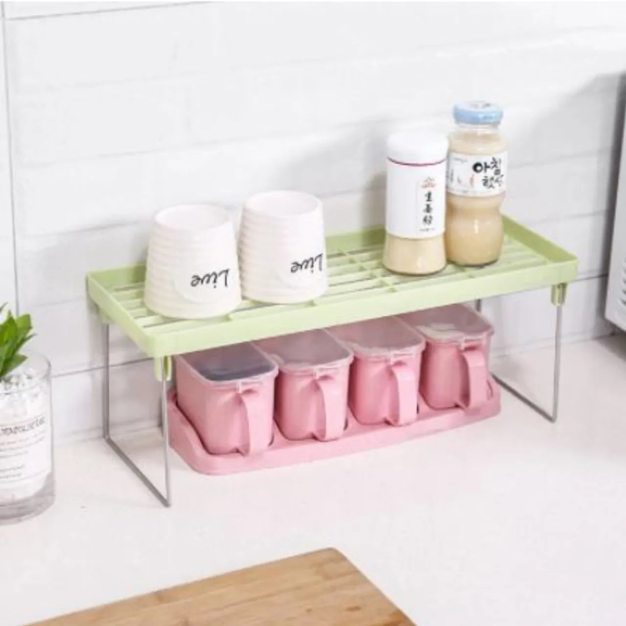 1 Piece Folding Stack up shelf for spice jars Cabinet Shelves foldable Shelf Stand Spice Jars
