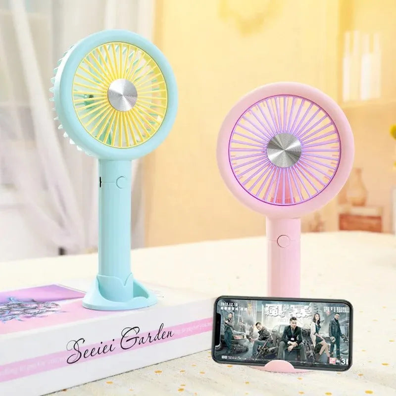 TRIMUX Mini Hand-held fan Portable USB small fan Mute large wind belt